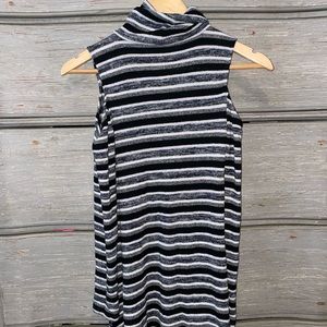 American Eagle Turtle Neck Cold Shoulder Striped Dress